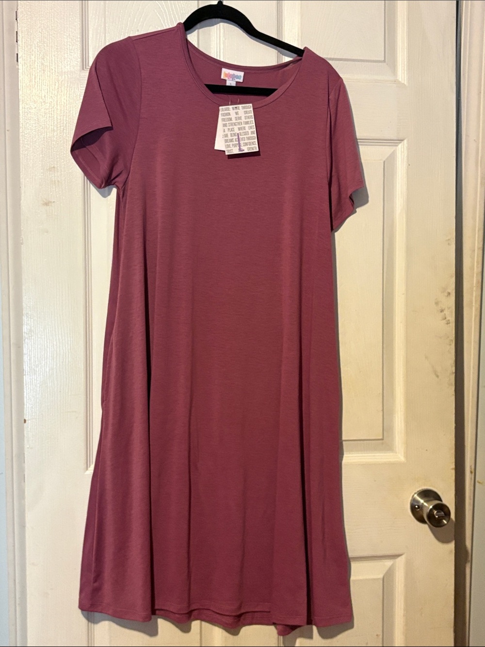 LuLaRoe Jesse Rosey Purple Midi T-Shirt Dress